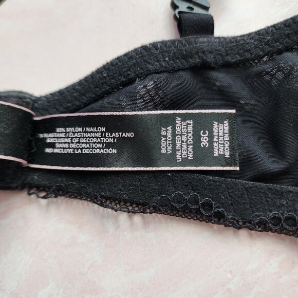 VICTORIA'S SECRET Body by Victoria Unlined Demi in black lace size 36C - Picture 6 of 7